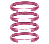 ULTECHNOVO 4pcs Deep Pink Aluminum Key Fob Ring Trim Cover Compatible with Bmw Mini Remote Control Car Key Case Holder for Automotive Interior Accessories