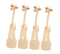 ULTECHNOVO 4pcs Giraffe Wooden Finger Puppets Handcrafted Animal Figurines for Educational Play Travel Lightweight Portable for Living Room Bedroom