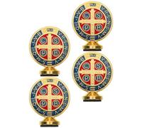 ULTECHNOVO 4pcs Golden Alloy Saint Benedict Figurine with Stand