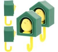 ULTECHNOVO 4pcs Green Bird Shape Self Adhesive Hooks for Wall, Practical Abs Material Coat Hooks with Fine Workmanship, Creative and Lovely Design for Home and Kitchen Use