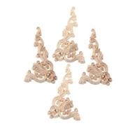 ULTECHNOVO 4pcs Hand Carved Wooden Appliques Decorative Trim Molding for Cabinets Dressers Mirrors Doors Walls Easy Installation Versatile Wood Onlays for Home