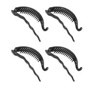 ULTECHNOVO 4pcs Large Black Dolphin Banana Hair Claw Clips Plastic Clamp with One Side Teeth for Strong Grip and Hair Protection Suitable for Vertical and Horizontal Styling