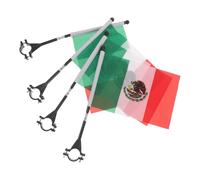 ULTECHNOVO 4pcs Mexican Bicycle Flags with Pole for Bike Handlebar, Wear-resistant Cloth and Plastic Material, for Fog and Extended Outdoor Explorations, Distinctive Mexico Flag Design