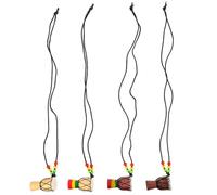 ULTECHNOVO 4pcs Mini African Drum Necklace Pendant Decors in Assorted Color with Silk, Acrylic and Sheepskin Materials, Chic Creative Stylish Design for Festival and Beach Party, Assorted style