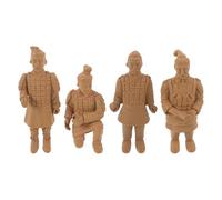 ULTECHNOVO 4Pcs Mini Terracotta Warriors Figurines Set - Ancient Qin Dynasty PVC Statues for Bookshelf and Living Room Decorative Objects - Cultural Miniature Sculptures Ornament