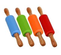 ULTECHNOVO 4PCS Non Stick Silicone Rolling Pins for Compact Ergonomic Dough Roller Red Blue Easy to Clean Childrens Baking Tool for Bread Cookies Pizza