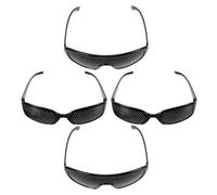ULTECHNOVO 4pcs Pinhole Sunglasses for Vision Improvement, Short Sight Training Glasses with Rectangular Black Frames, Portable Corrective Pin Hole Glasses for Outdoor Use