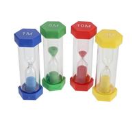 ULTECHNOVO 4pcs Plastic Sand Timers for 1, 3, 5, 10 Minute Ratios Easy to Carry Colourful Hourglass Set for Cooking, Kitchen, Classroom Time Management