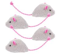 ULTECHNOVO 4pcs Plush Teething Toy Cat Mice Realistic Simulation Mouse for Indoor Cats Exercise Funny Chew Toy Self Entertaining