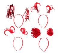 ULTECHNOVO 4pcs Pom Pom Headbands Holiday Head Boppers Comfortable Wool Plastic Metal Hair Accessories for Women Red Cute Delicate Style Christmas Party