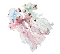 ULTECHNOVO 4pcs Princess-style Hair Clip Organza Double Bows Alligator Clips and Long Ribbon Mesh Bowknots for Girls Hair Accessories Boys and Girls and Boy Accessories