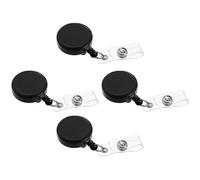 ULTECHNOVO 4pcs Retractable Badge Holder Plastic Photo Id Card Holder with Easy to Scan Feature for Office Use Stylish Black Sublimation for Employees and Doctors