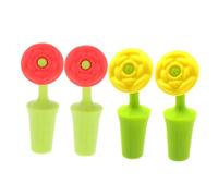 ULTECHNOVO 4pcs Silicone Wine Bottle Stoppers Rose Shaped Air Tight Seal Wine Stopper for Bar Party Reusable Flexible Silicone Closure with Red and Yellow Flower Designs