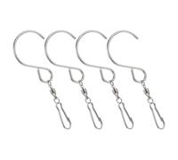 ULTECHNOVO 4pcs Stainless Steel Heavy Duty Rotating S Hooks for Hanging Wind Chimes and Outdoor Decorations, Swivel Design, Silver Colour, for Home and Garden Use