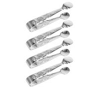 ULTECHNOVO 4pcs Stainless Steel Ice Cube Sugar Tongs Set with Mini Rose Pattern, Easy to Hold and Sturdy Cookie Picking Tool for Iced Coffee Drinks and Kitchen Use