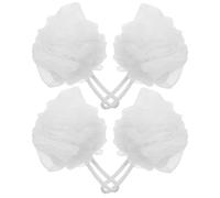 ULTECHNOVO 4pcs Ultra Soft Large White Bath Shower Loofah Sponge with Rich Lather and Exfoliating Skin Cleansing for Back Scrubbing in Bathroom