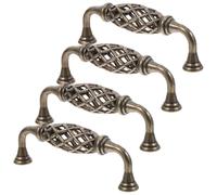 ULTECHNOVO 4pcs Vintage Birdcage Cabinet Handle 128mm Hole, Antique Brass | Matte Bronzed Patina, Fits Cupboard Doors and Dresser Drawers, Zinc Alloy, for Countryside Homes and Loft Apartments