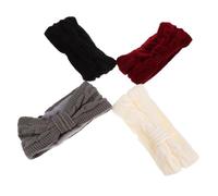 ULTECHNOVO 4pcs Warm Knotted Acrylic Fiber Headband for Women, Stretchy Knitting Hair Band with Bow Design, Comfortable and Skin-friendly, for Sledding and Ice Skating