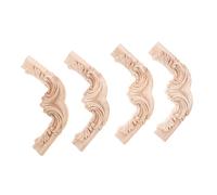 ULTECHNOVO 4pcs Wood Appliques Decorative Onlays for Furniture Door Cabinet Carved Solid Wood Trim for Tv Wall Ceiling Decor Elegant Luxury