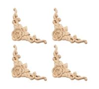 ULTECHNOVO 4pcs Wooden Carved Decal Cabinet Decor Elegant Classical Beautiful Rose Applique Easy to Install and Paint Home Furniture Decoration