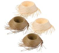 ULTECHNOVO 4pcs Woven Straw Beach Hat, Tropical Fiesta Headwear for Summer | Palm Leaf Build, Wide-brim Shade, Natural Colours, Beach Trips and Patio Relaxation, Reusable Party Gear