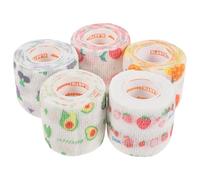 ULTECHNOVO 5 Rolls of Self Adhesive Fruit Pattern Bandages Excellent Adhesion and Non-Woven Fabric Material for Exercising Outdoors, Sports Strapping and Wound Bandaging