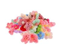 ULTECHNOVO 50pcs Handmade Crochet Flower Patches for Clothes DIY Floral Applique Decorations Clothes Sewing Embellishments Knitted Yarn Floral Craft Random Color