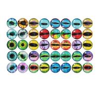 ULTECHNOVO 50pcs Round Glass Cabochon Half Round Circle Flat Back Gems for Jewelry Making Beautiful Unique DIY Jewelry Charms Accessories in Random Color for Craft DIY Random Style