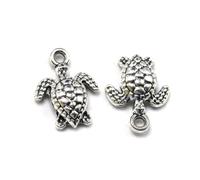 ULTECHNOVO 50pcs Silver Alloy Sea Turtle Charm Pendants for Jewellery Making with Fine Workmanship, Delicate Design Accessories for Necklace and Keyring DIY Craft Projects