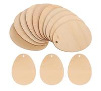 ULTECHNOVO 50Pcs Wooden Egg Shape Slices Natural Wood Craft Embellishments Smooth Surface Beautiful Fashionable DIY Process for Valentine's Day