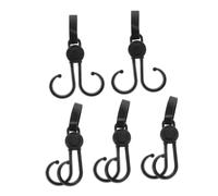 ULTECHNOVO 5pcs Black Abs Plastic Baby Stroller Hooks with Easy Installation and Strong Load Capacity, Versatile Hanging Clips for Strollers, Motorcycles, Indoor and Outdoor Use