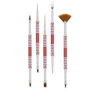 ULTECHNOVO 5pcs Dual-ended Nail Art Brushes with Antislip Handle Acrylic and Nylon Material Smooth Colour Application for DIY Home and Nail Salon and Builder Gel