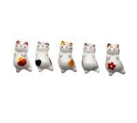 ULTECHNOVO 5pcs Japanese Style Ceramic Cat Chopstick Rests Tableware Holders for Spoon Fork Flatware Dining Table Decoration for Home Restaurant