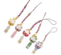 ULTECHNOVO 5pcs Luck Cat Pendant Phone Strap Charm Ceramic Fortune Cat Hanging Ornament for Keys and Bags with Rope Cute DIY Accessory Random Color