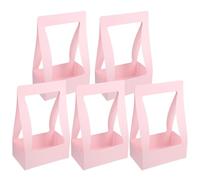 ULTECHNOVO 5pcs Pink Paper Flower Boxes Foldable and Space-saving Bouquet Gift Packaging Cases for Fresh Flowers with Creative Chic Design for Arrangement and Presentation