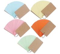 ULTECHNOVO 5pcs Portable Note Taking Index Cards Flashcards with Binder Ring Assorted Color Delicate Appearance Paper and Metal for Daily Life and Vacations