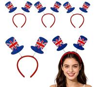 ULTECHNOVO 5pcs Union Jack Headband with Bopper Hats - Comfortable British Flag Hair Accessories for 2026 King's Birthday Parade, Eurovision, Euro Sports Parties, Carnival Festival Headpiece for Adult