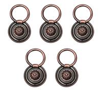 ULTECHNOVO 5pcs Vintage Single Hole Cabinet Pull Ring, Red Metal 47mm