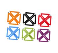 ULTECHNOVO 6 Pcs Expandable Silicone Stainless Steel Hot Pot Holder Trivet Mats Heat Resistant Non-slip Foldable Square Table Pad for Kitchen Countertop