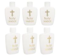 ULTECHNOVO 6 pcs Holy Water Bottle 60ml, Refillable Plastic Christian Container with Gold Cross for Easter Church, Leak-Proof Small Catholic Bottles for Baptism, Blessing and Religious Accesso (White)