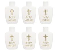 ULTECHNOVO 6 PCS Holy Water Bottle for Baptism - 60ml Religious Plastic Bottles with Gold Cross Design - Small Empty Christian Refillable Containers for Church, Easter and Blessing