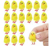 ULTECHNOVO 60 Mini Fluffy Yellow Easter Chicks 1.2" - Wire-Foot Stand-Up Chenille Ornaments for Egg Hunt Baskets, Bonnet Crafts, Classroom & Table Decor