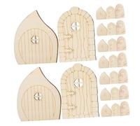 ULTECHNOVO 60pcs Unpainted Fairy Doors Mini Wooden Garden Craft Kit DIY Coloring Sturdy Natural Wood Fairy House Accessories for Home Office Wedding Party Decoration