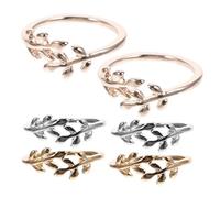 ULTECHNOVO 6Pcs Adjustable Leaf Design Crochet Rings Knitting Loop Thimbles Finger Yarn Holders for Even Tension Knitting and Crocheting Lightweight Craft Accessories in Gold Silver Rose Gold