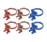 ULTECHNOVO 6pcs Adjustable Plush Bear Rings Cute Cartoon Jewelry for Women Sweet Flocked Bear Accessories for Parties Daily Wear Charming Comfortable Design