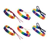 ULTECHNOVO 6pcs Adjustable Rainbow Pride Bracelets for Women and Men, Comfortable Cotton Woven Wristbands, Classic Style Friendship Bands for Processions and Group Activities