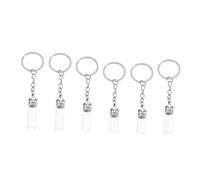 ULTECHNOVO 6pcs Clear Glass Perfume Bottle Keychain Pendant Tiny Essential Oil Bottles with Wide Opening for Easy Refilling Charming Small Glass Jars for Aromatherapy Gifts and Stylish Key
