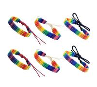 ULTECHNOVO 6pcs Cute Pride Woven Bracelet Adjustable Rainbow Cotton Friendship Band for Men