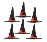 ULTECHNOVO 6Pcs Felt Witch Hats Halloween Decorations for Crafts Doll Headpieces Wine Bottle Decor and Party Accessories Versatile Tiny Wizard Caps for Festive Fun