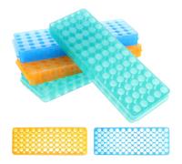 ULTECHNOVO 6pcs Microcentrifuge Tube Rack Set with 60 Holes for 0.5-2ml Sample Storage - Blue, Orange, Green Tube Holder Organizer Tray for Laboratory and Clinical Use